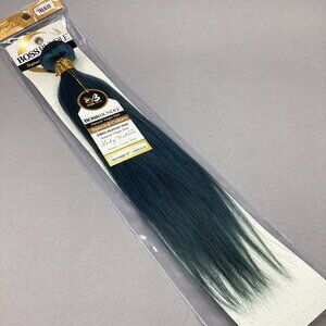 18” Turq. Blue Boss Bundles Yaki Straight 100% Human Hair Track Extensions